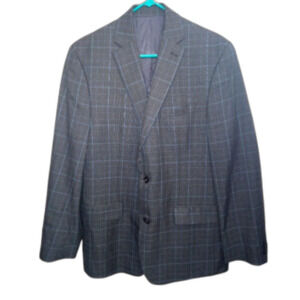 Michael Kors Blazer Men's Size 42L Dark Gray Plaid Formal Business Two Button